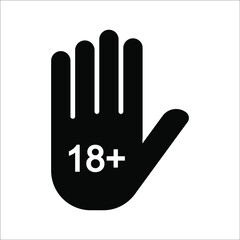 18 plus only less than 18 are not allowed icon. vector illustration on white background. color editable