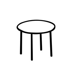 Black Vector outline illustration of a round table isolated on a white background