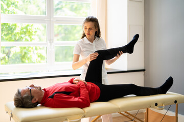 Physiotherapist Knee Treatment And Physical Therapy