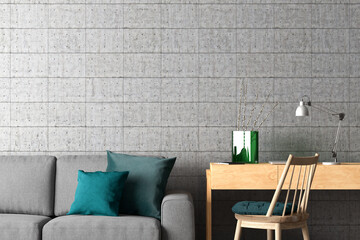 Blank concrete wall mock up in living room
