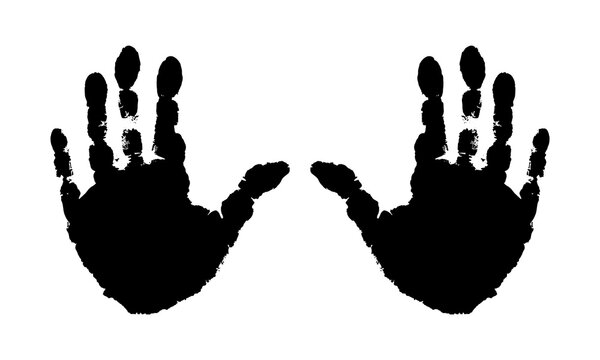 Handprints of palms of child, isolated. Vector illustration.