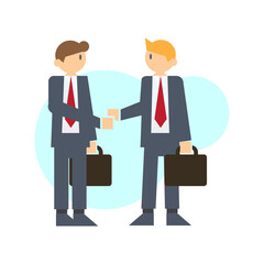 Two business man partner shaking hands and agreement. Business deal flat vector illustration