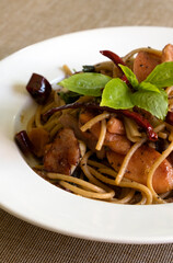 The spaghetti sauce spicy sausage.