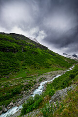 Fototapeta na wymiar alpin landscape with a river during summer (Montafon, Austria)