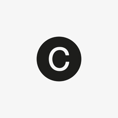 Copyright icon, C letter label for UI design button. Intellectual property protection symbol for websites and mobile apps design.