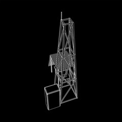 Antenna. Telecommunications signal transmitter radio tower. Communications concept. Wireframe low poly mesh vector illustration