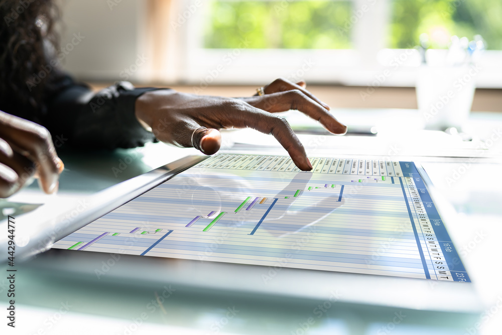 Aufkleber project time sheet and gantt chart
