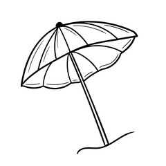 Beach umbrella hand drawn vector doodle illustration. Cartoon beach umbrella. Isolated on white background. Hand drawn summer element