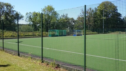 Fototapeta premium Astroturf playing field on a sunny day in Scotland