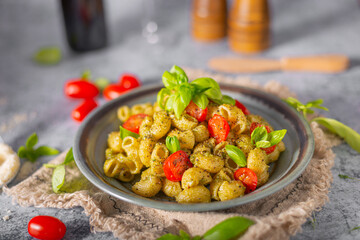 Fresh pasta with pesto