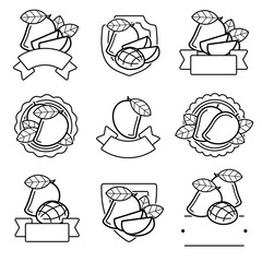 Mango label and icons set. Collection icons mango. Vector