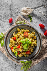 Fresh pasta with pesto