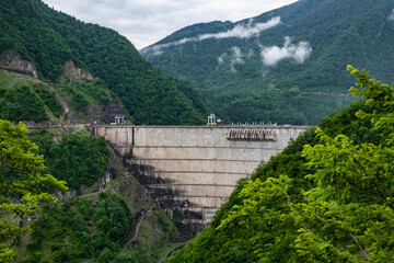 Fototapeta na wymiar Inguri hydroelectric power station power plant and dam in Georgia