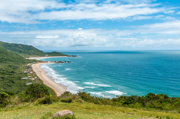 Vista da Praia Mole a partir da trilha para a Ponta do Gravatá, Florianópolis, Santa Catarina.