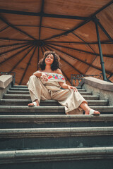 woman sitting on a bench