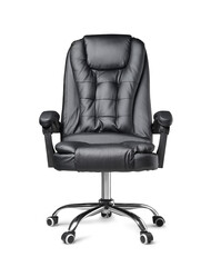 Front view of Genuine Leather office chair for Executive Officer, isolated on white background.