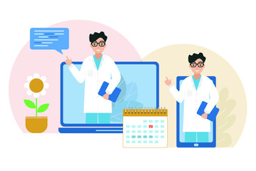 Doctor online inquiry vector illustration