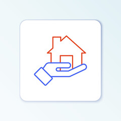 Line Realtor icon isolated on white background. Buying house. Colorful outline concept. Vector