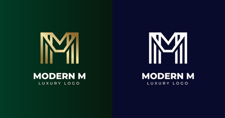 Initial M letter logo design template, line concept, vector illustration