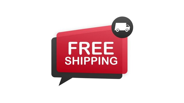 Free shipping. Badge with truck. Motion graphics.