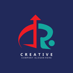 R Letter Arrow vector illustration icon