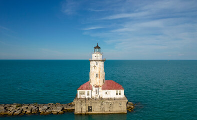 Fototapeta na wymiar Chicago Harbor Lighthouse, Lighthouse, Abandoned Lighthouse
