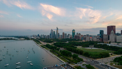 Grant Park Drone Photo During Sunset 
