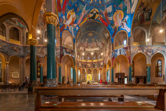 The interior of the Basilica of Santa Rita da Cascia, Cascia, Perugia, Italy