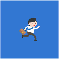 Business man run with bag, successful deal cooperation Free Vector