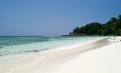 White sand beach in  La Digue, Seychelles Islands