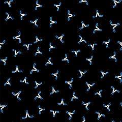 Line Bicycle handlebar icon isolated seamless pattern on black background. Vector