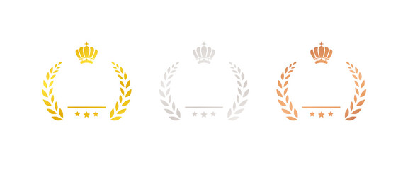 Gold and silver and bronze medal icon set / prize / prize / rank / ranking set