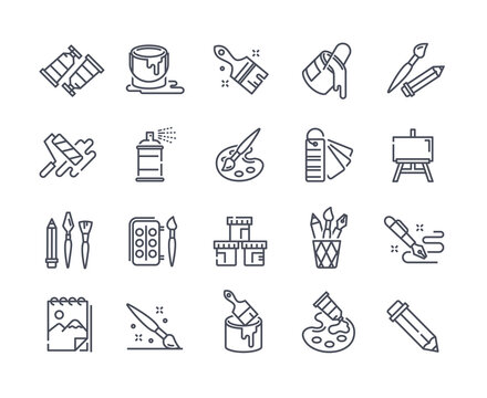 Large set of creativity, art and drawing icons