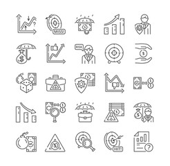 Risk management and insurance icons for adversity