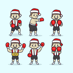 Set of kids with boxing costume in Christmas