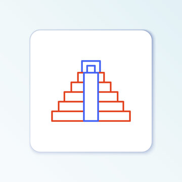 recommend clip art: Line Chichen Itza in Mayan icon isolated on white background. Ancient Mayan pyramid. Famous monument of Mexico. Colorful outline concept. Vector