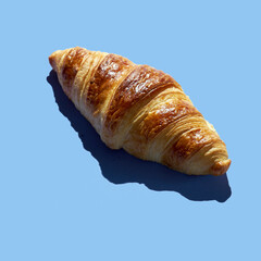 Bakery products croissant at minimal background. Delicious and food concept.