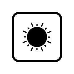 Bright sun, black icon on a white background. Icon for web design. Vector. 