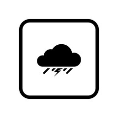 Cloud and lightning and rain, icon on a white background. Cloud icon with thunderstorm and rain for web design. Vector. 
