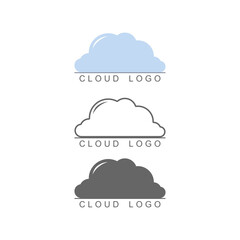 Blue cloud logo on a white background. Cloud icon for web design. 