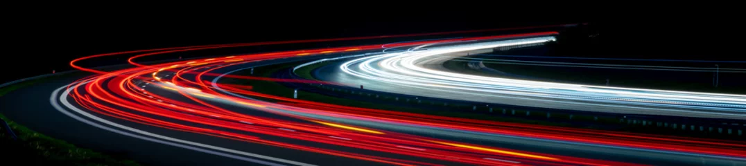 Aluminium Prints Highway at night abstract red car lights at night. long exposure