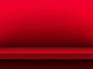 Scene with red color podium for mock up presentation in minimalism style with copy space, 3d render abstract background