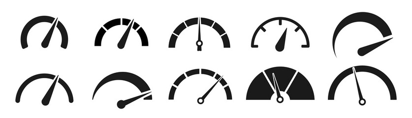 Speedometers set icons. Vector illustration - obrazy, fototapety, plakaty