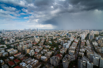 Israel cities Givatayim and Ramat Gan cloudy view
