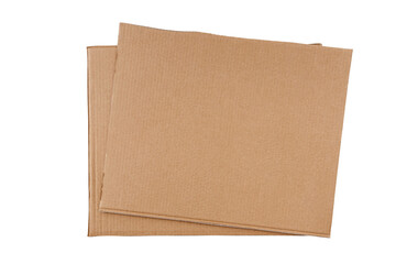 Dark and smooth cardboard of large size and rectangular shape in the amount of two pieces stacked on top of each other, isolated on a clean white background.