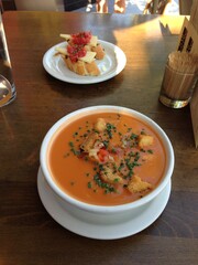 gazpacho soup and tapas