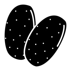 Vector glyph potatoes icon. Isolated vegetable silhouette for stamping. Simple food pictogram on the white background.