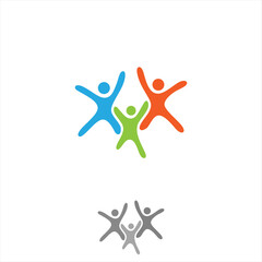 Obraz premium Vector abstract three people icon symbol