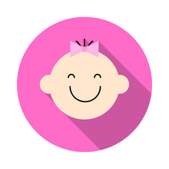 Obraz na płótnie Canvas Cute baby face icon. Symbol little baby girl for the design of children's website and mobile applications. 