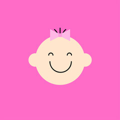 Cute baby face icon. Symbol little baby girl for the design of children's website and mobile applications. 